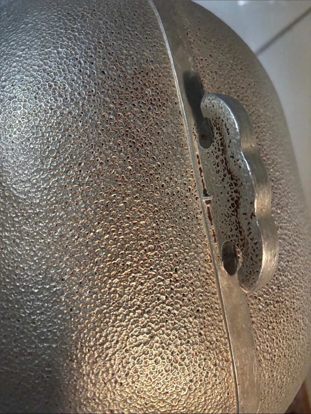 Silver Cast Aluminum Roaster with Hammered-Texture Dome Lid(Over 5lbs)